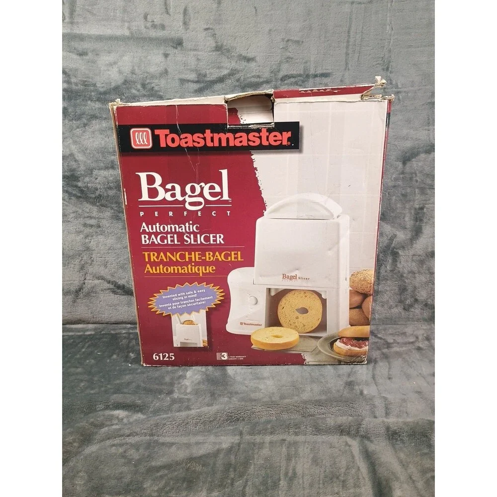 Toastmaster Bagel Perfect Electric Bagel Slicer Model 6125  with Box   Tested